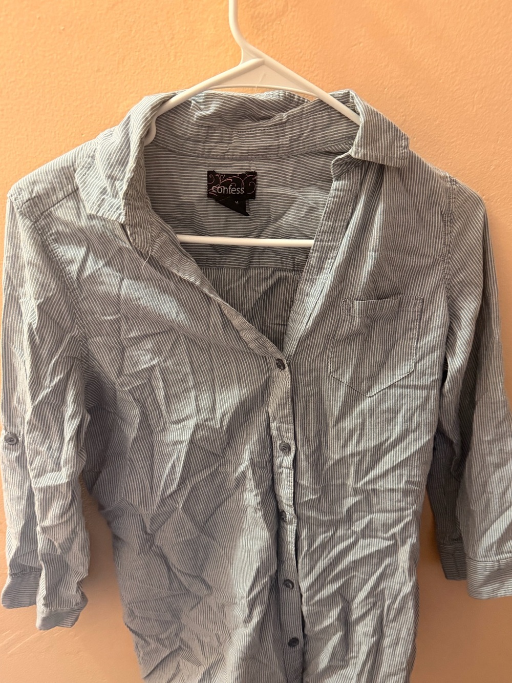 Women’s Light Blue Pinstripe Button-Up Shirt